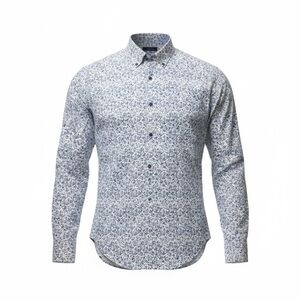 Robert Graham Komorn Floral Button Down Shirt White Blue Classic Fit Medium